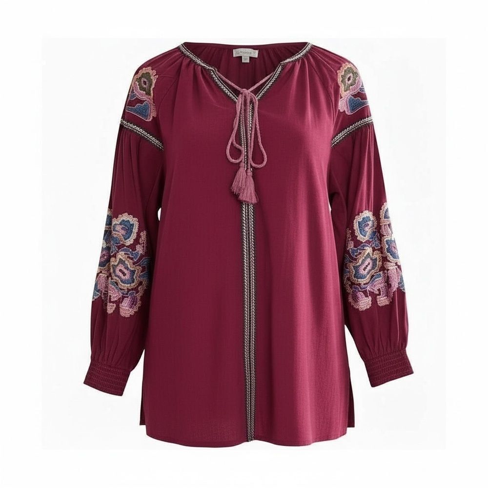 ‎Velzera Embroidered Peasant Top
